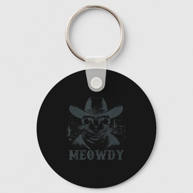 Chaveiro Meowdy - Mashup Between Meow And Howdy - Funny Cat (Frente)