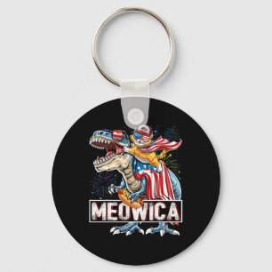 Chaveiro Meowica Cat T Rex Dinossaur 4 De Julho Americano F