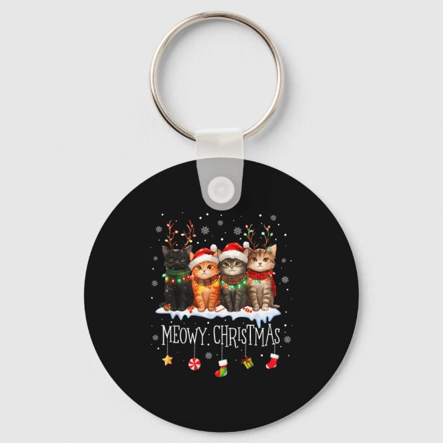 Chaveiro Meowy Catmas Cat Christmas Cute Kitten Cats Santa  (Frente)