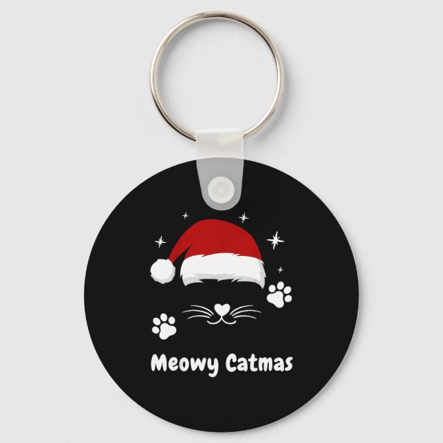Chaveiro Meowy Catmas Cute Kitten Cats Santa Hat Christmas  (Frente)
