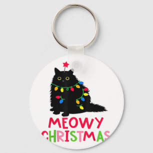 Chaveiro Meowy Natal Luzes de Natal Camisas de Gato Preto F