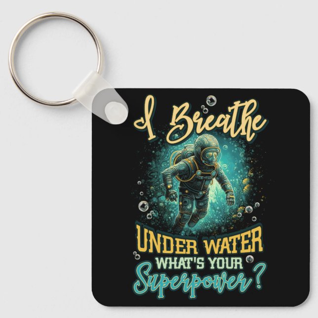 Chaveiro Mergulho Scuba I Respira debaixo do Oceano Água Su (Frente)
