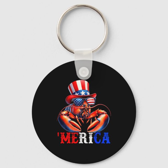 Chaveiro Merica Lobster Patriotic 4th Of July Funny Kids Me (Frente)
