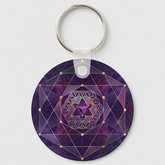 Chaveiro Merkabah in flower of life - Sacred Geometry (Frente)