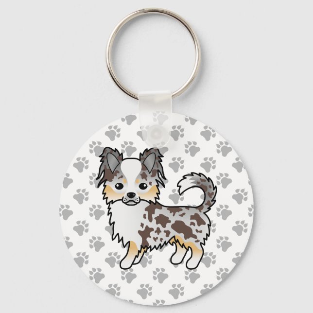 Chaveiro Merle Casaco Chihuahua Cachorro e patas (Frente)
