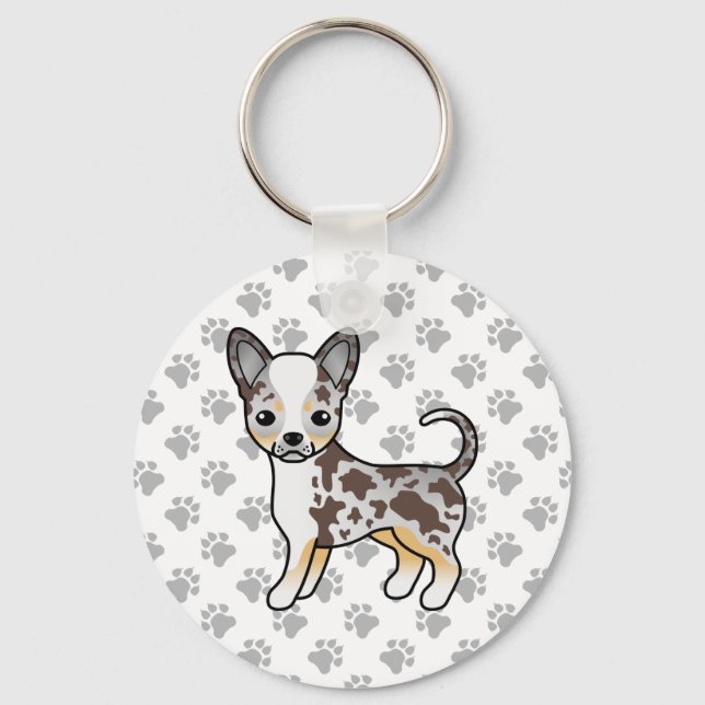 Chaveiro Merle Suave Casaco Chihuahua Cachorro e patas (Frente)