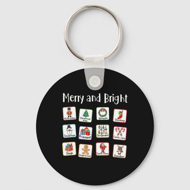 Chaveiro Merry And Bright Speech Therapist Aac Slp Christma (Frente)