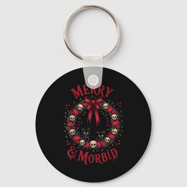 Chaveiro Merry And Morbid Christmas Funny Cute Cats Goth Cr (Frente)