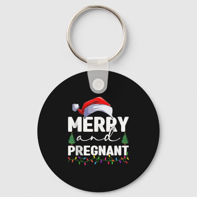 Chaveiro Merry And Pregnant Christmas Pregnancy Announcemen (Frente)