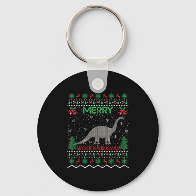 Chaveiro Merry Brontosaurus Xmas Gift Ugly Brontosaurus Chr (Frente)