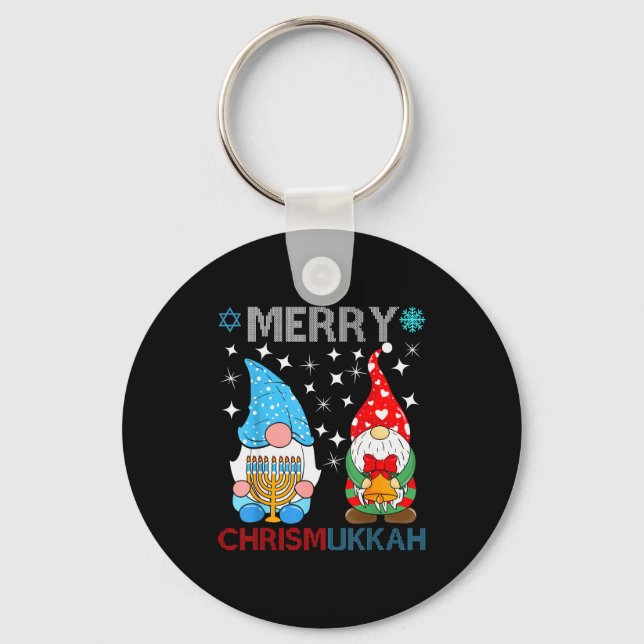 Chaveiro Merry Chrismukkah Funny Gnomes Christmas And Hanuk (Frente)