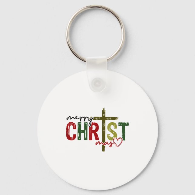 Chaveiro Merry Christ Mas Faith Cross Religious Christmas Q (Frente)