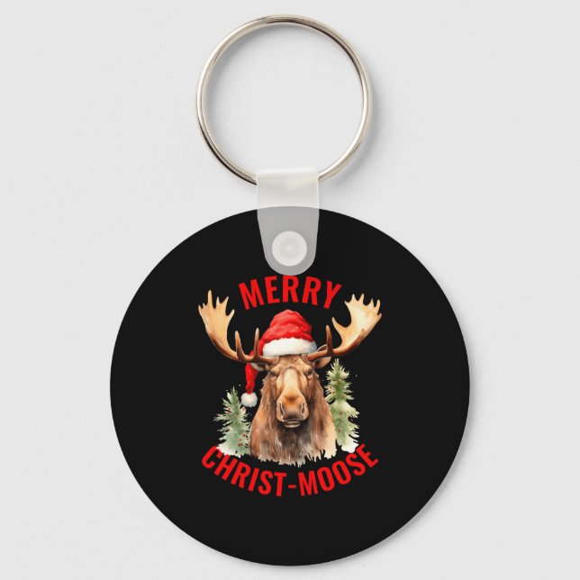 Chaveiro Merry Christ Moose Funny Christmas Moose  (Frente)