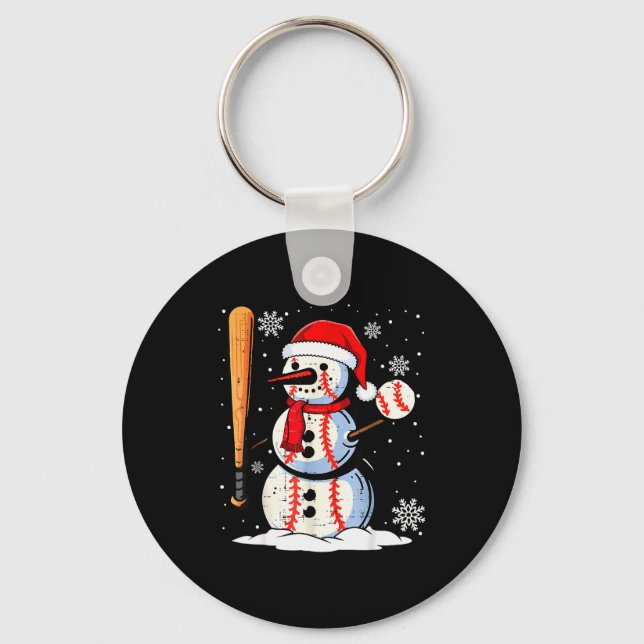 Chaveiro Merry Christmas Baseball Snowman Holiday Srts Xmas (Frente)