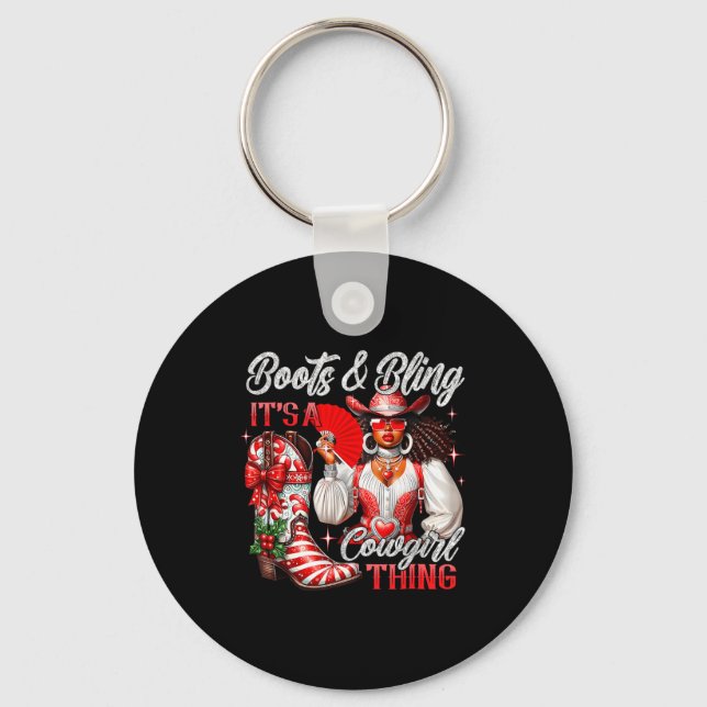 Chaveiro Merry Christmas Boots &amp; Bling Its A Cowgirl Th (Frente)