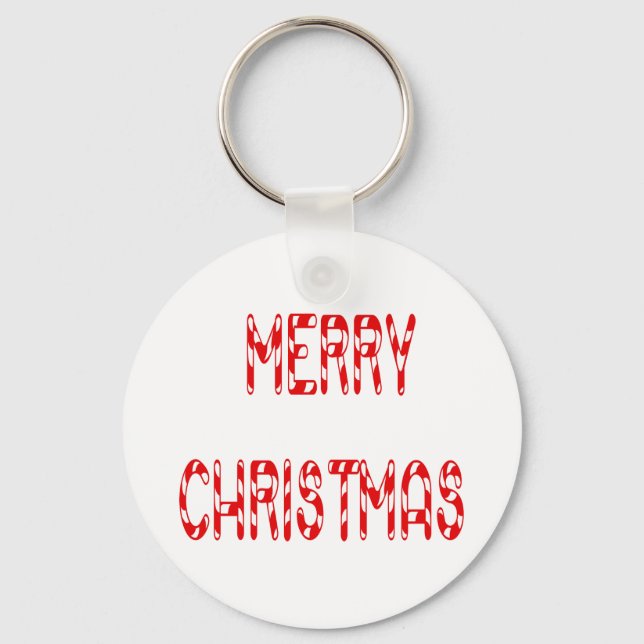 Chaveiro Merry Christmas Candy Cane Font (Frente)