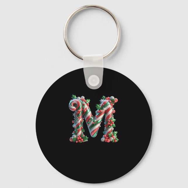 Chaveiro Merry Christmas Candy Cane Letter M Premium  (Frente)