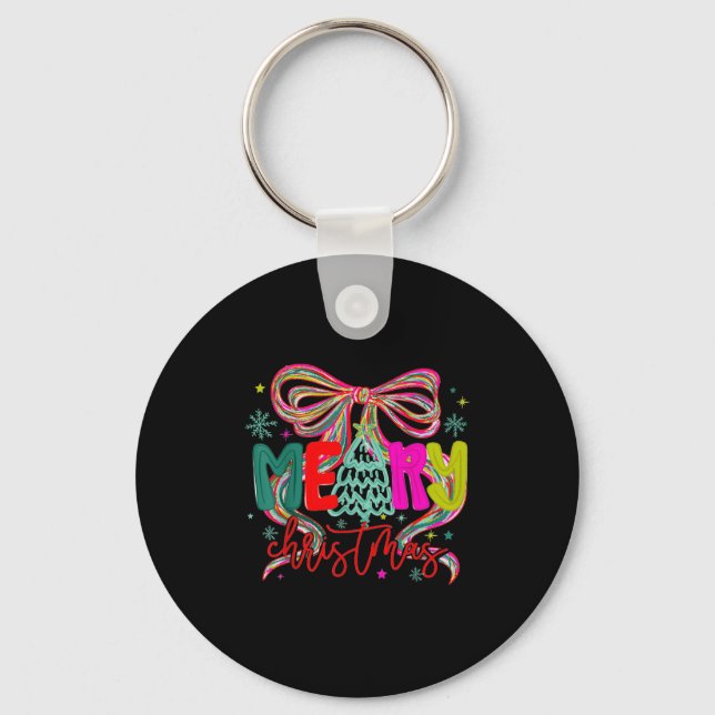 Chaveiro Merry Christmas Coquette Preppy Bow Tree For Woman (Frente)