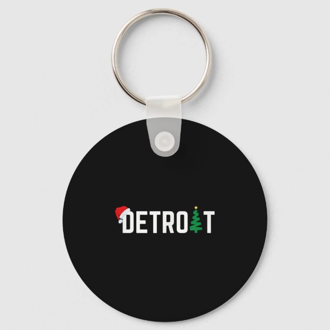 Chaveiro Merry Christmas Detroit Happy Holidays Michigan Sa (Frente)