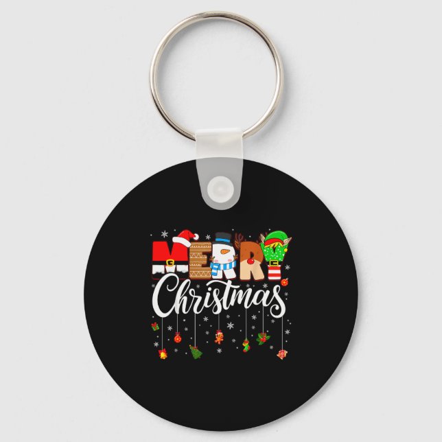 Chaveiro Merry Christmas Family Matching Pajamas Xmas Men W (Frente)