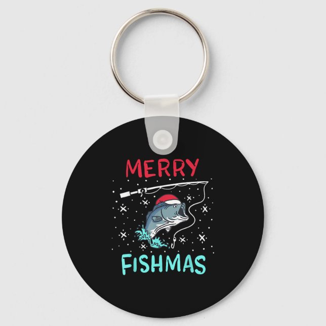Chaveiro Merry Christmas Fishmas Funny Fishing Fish Gift Pr (Frente)
