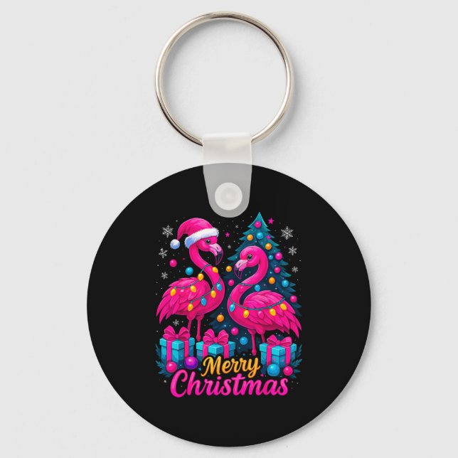Chaveiro Merry Christmas Flamingo Xmas  (Frente)