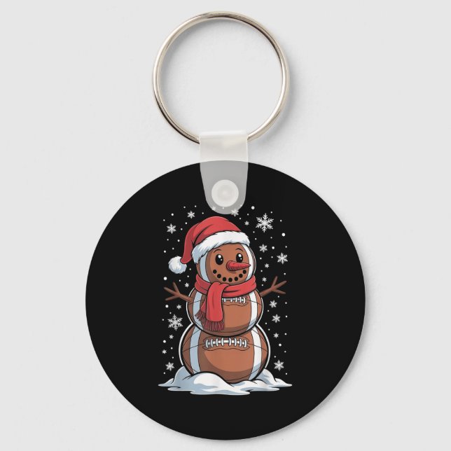 Chaveiro Merry Christmas Football Snowman Holiday Srts Xmas (Frente)