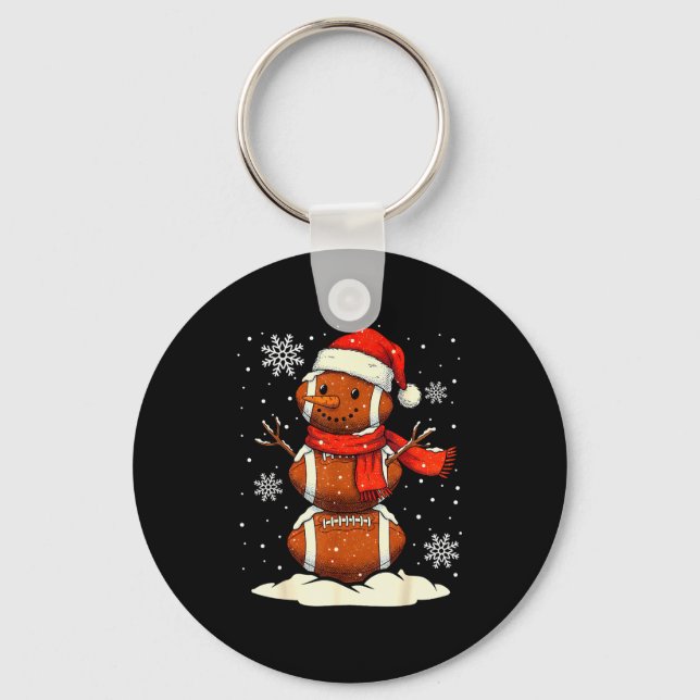 Chaveiro Merry Christmas Football Snowman Holiday Srts Xmas (Frente)