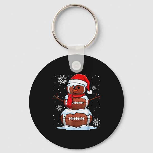 Chaveiro Merry Christmas Football Snowman Holiday Srts Xmas (Frente)