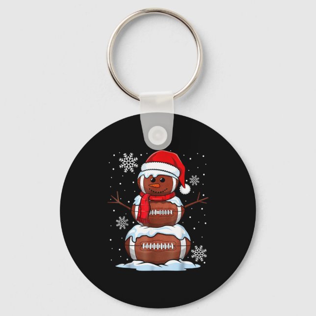 Chaveiro Merry Christmas Football Snowman Holiday Srts Xmas (Frente)