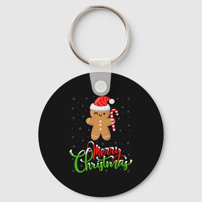 Chaveiro Merry Christmas Funny Gingerbread Cookie Baking Ch (Frente)