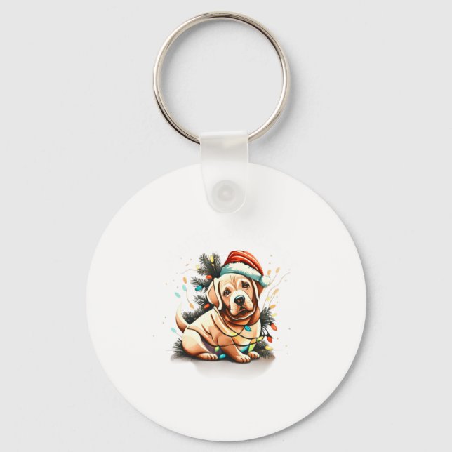 Chaveiro Merry Christmas Golden Retriever Puppy  (Frente)