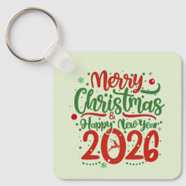 Chaveiro Merry Christmas Happy New Year 2026 Reindeer