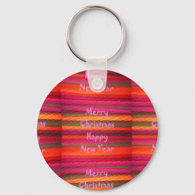 Chaveiro Merry Christmas Happy New Year Canvas Color Design (Frente)