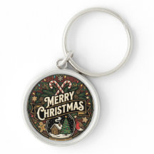 Merry Christmas Holiday Keychain