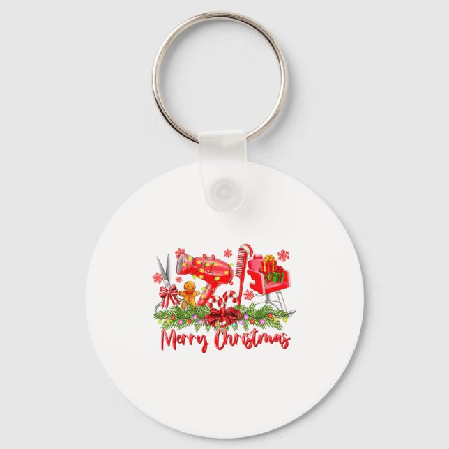 Chaveiro Merry Christmas Lights Hairstylist Tool Hairdresse (Frente)