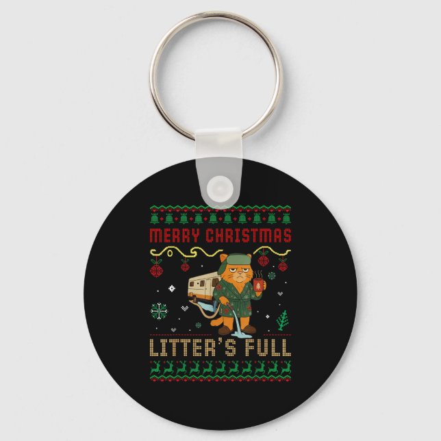 Chaveiro Merry Christmas Litter’s Full Funny Cat Xmas Ugly  (Frente)