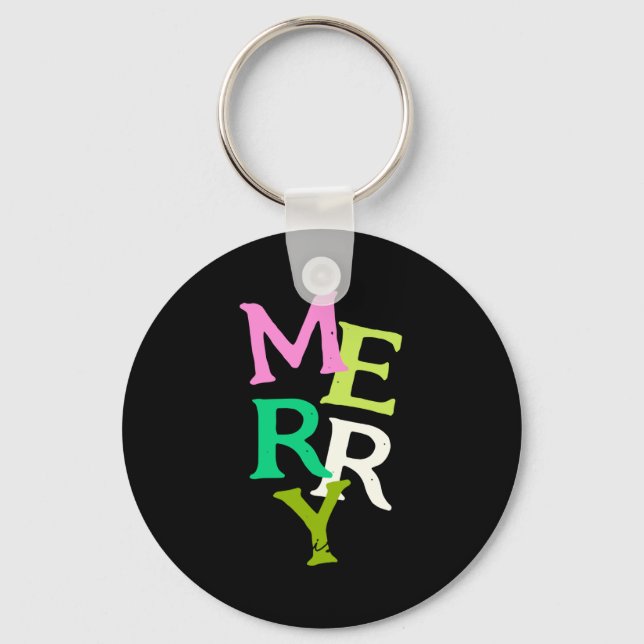 Chaveiro Merry Christmas Modern Bright Holiday  (Frente)