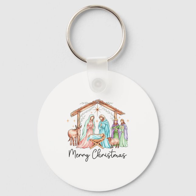 Chaveiro Merry Christmas Nativity Scene North Star Baby Jes (Frente)