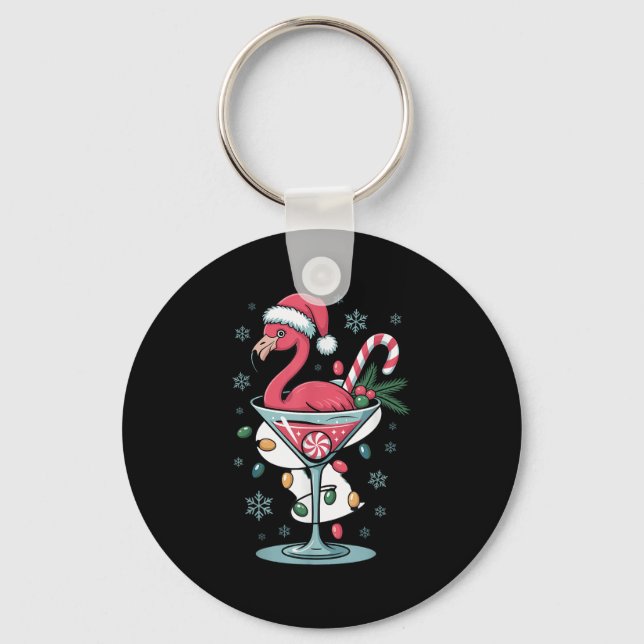 Chaveiro Merry Christmas Nk Flamingo Wine Drinking Lights X (Frente)