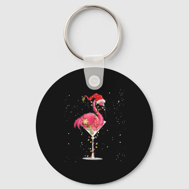 Chaveiro Merry Christmas Nk Flamingo Wine Drinking Lights X (Frente)