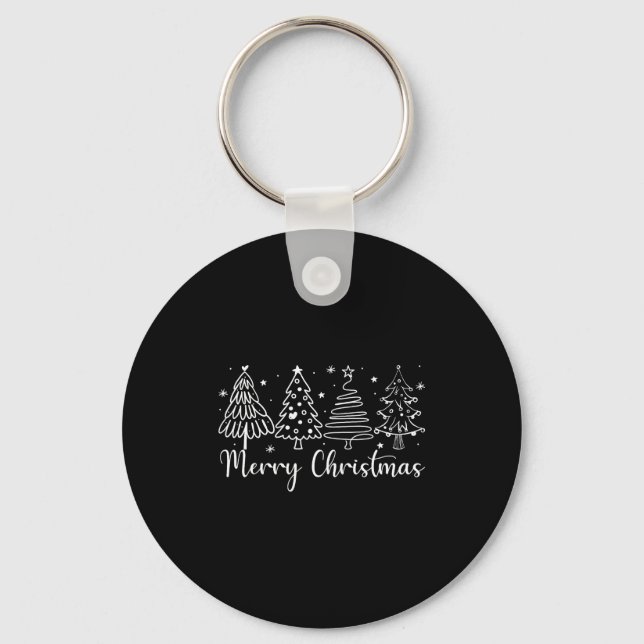 Chaveiro Merry Christmas Outline Xmas Tree For Family Men W (Frente)