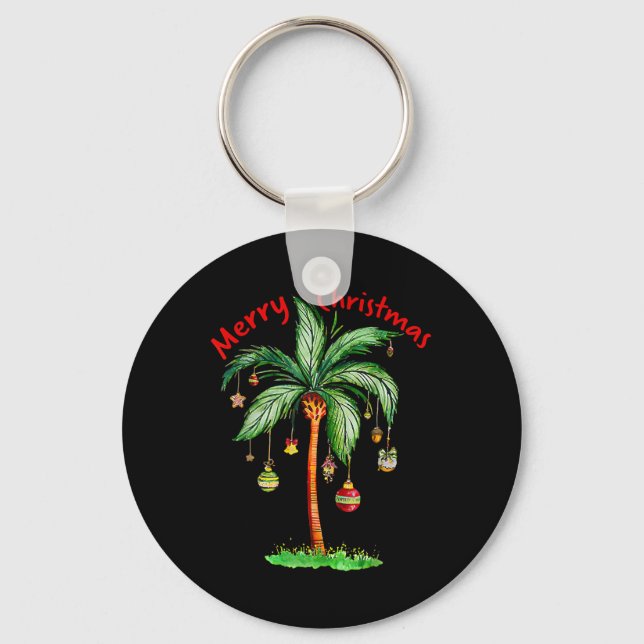 Chaveiro Merry Christmas Palm Tree Hawaii Hawaiian Tropical (Frente)