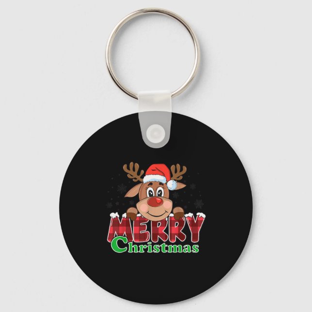 Chaveiro Merry Christmas Reindeer Xmas Family Kids Men Wome (Frente)