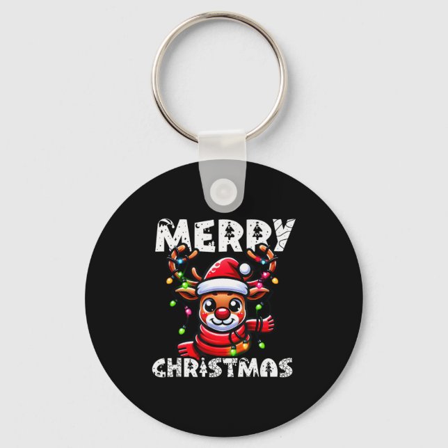 Chaveiro Merry Christmas Reindeer Xmas Family Men Women 202 (Frente)
