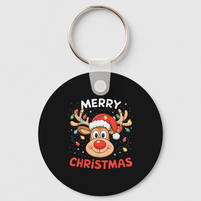Chaveiro Merry Christmas Reindeer Xmas Family Men Women Kid (Frente)