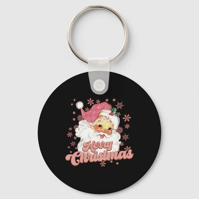 Chaveiro Merry Christmas Retro Tygraphy Santa Nk Hat T Shir (Frente)