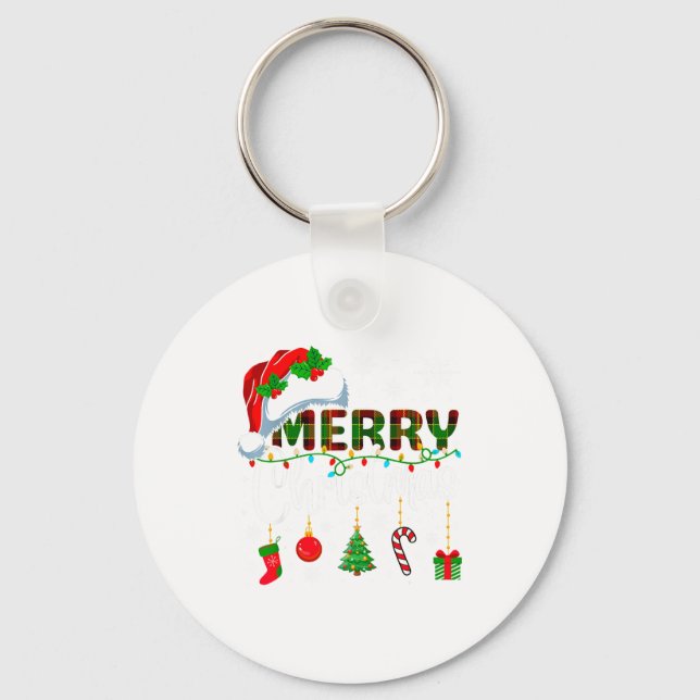 Chaveiro Merry Christmas Santa Hat Xmas Lights Family Men W (Frente)