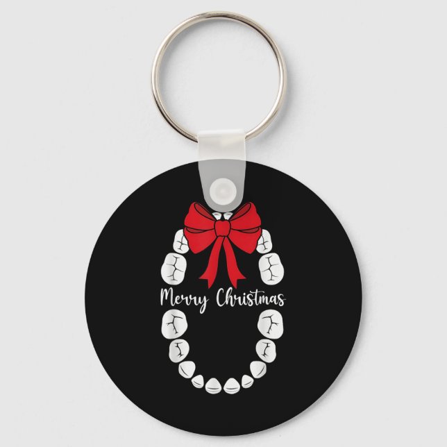 Chaveiro Merry Christmas Teeth Wreath Dental Christmas Shir (Frente)