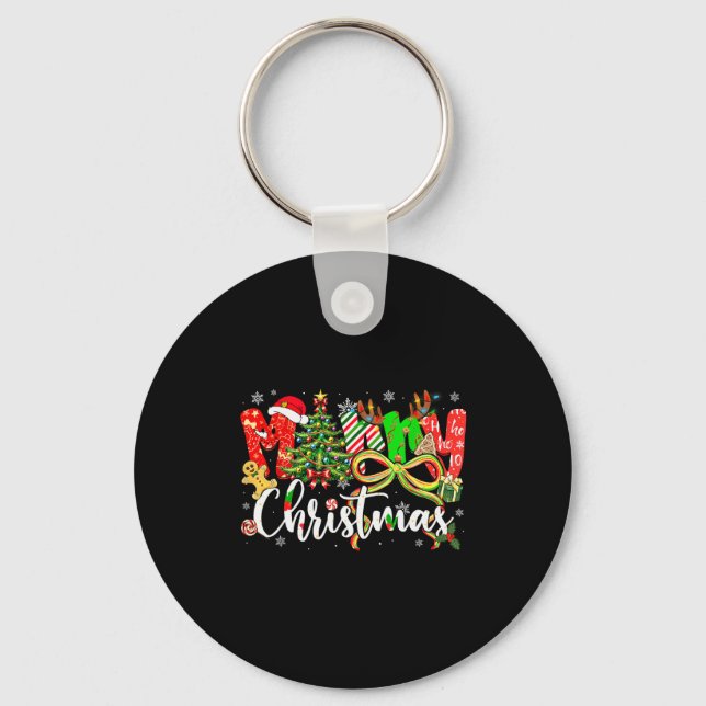 Chaveiro Merry Christmas Tree Coquette Bow Xmas Holiday Gir (Frente)
